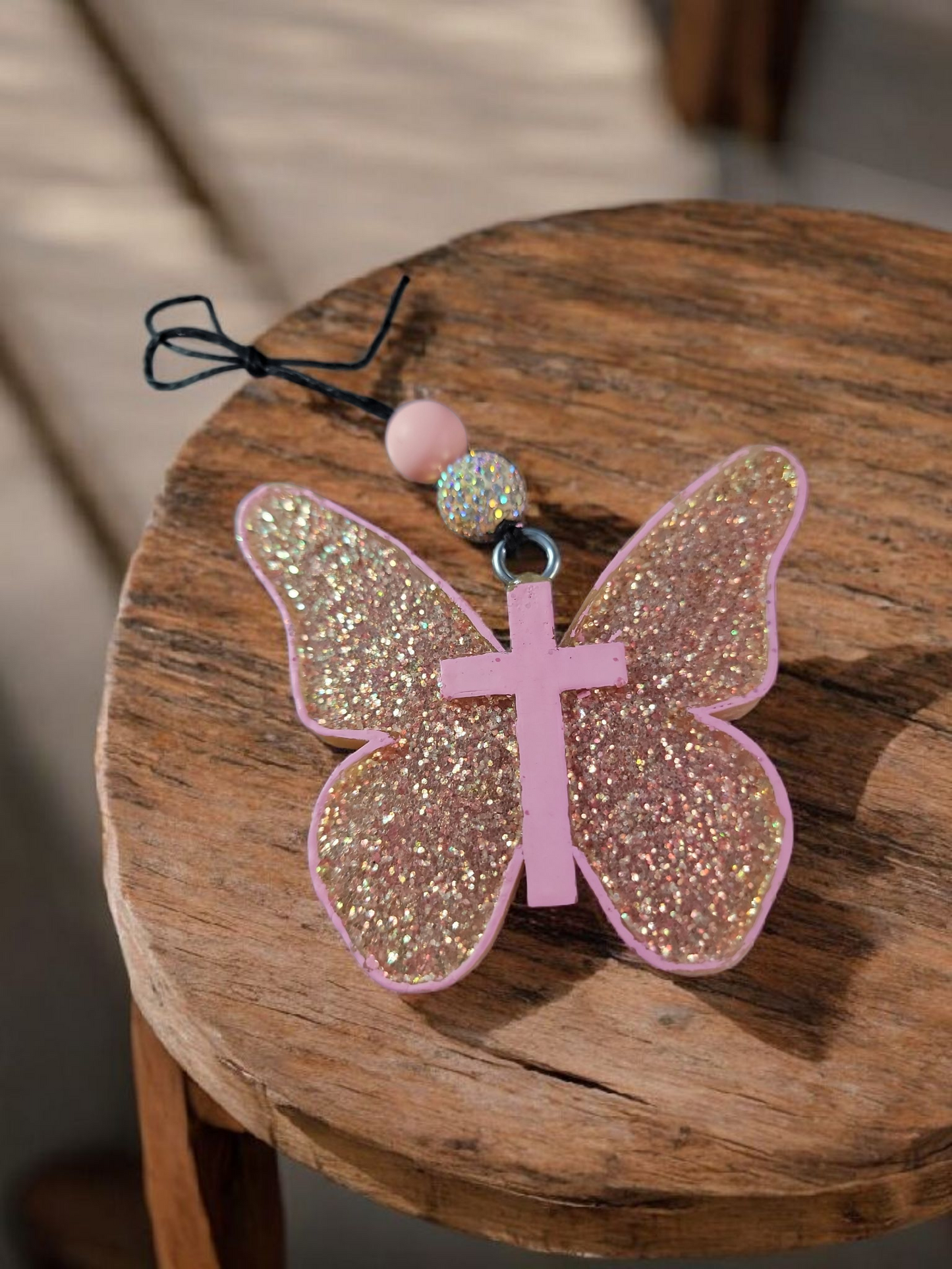 Glitter Pink Butterfly Car Freshie