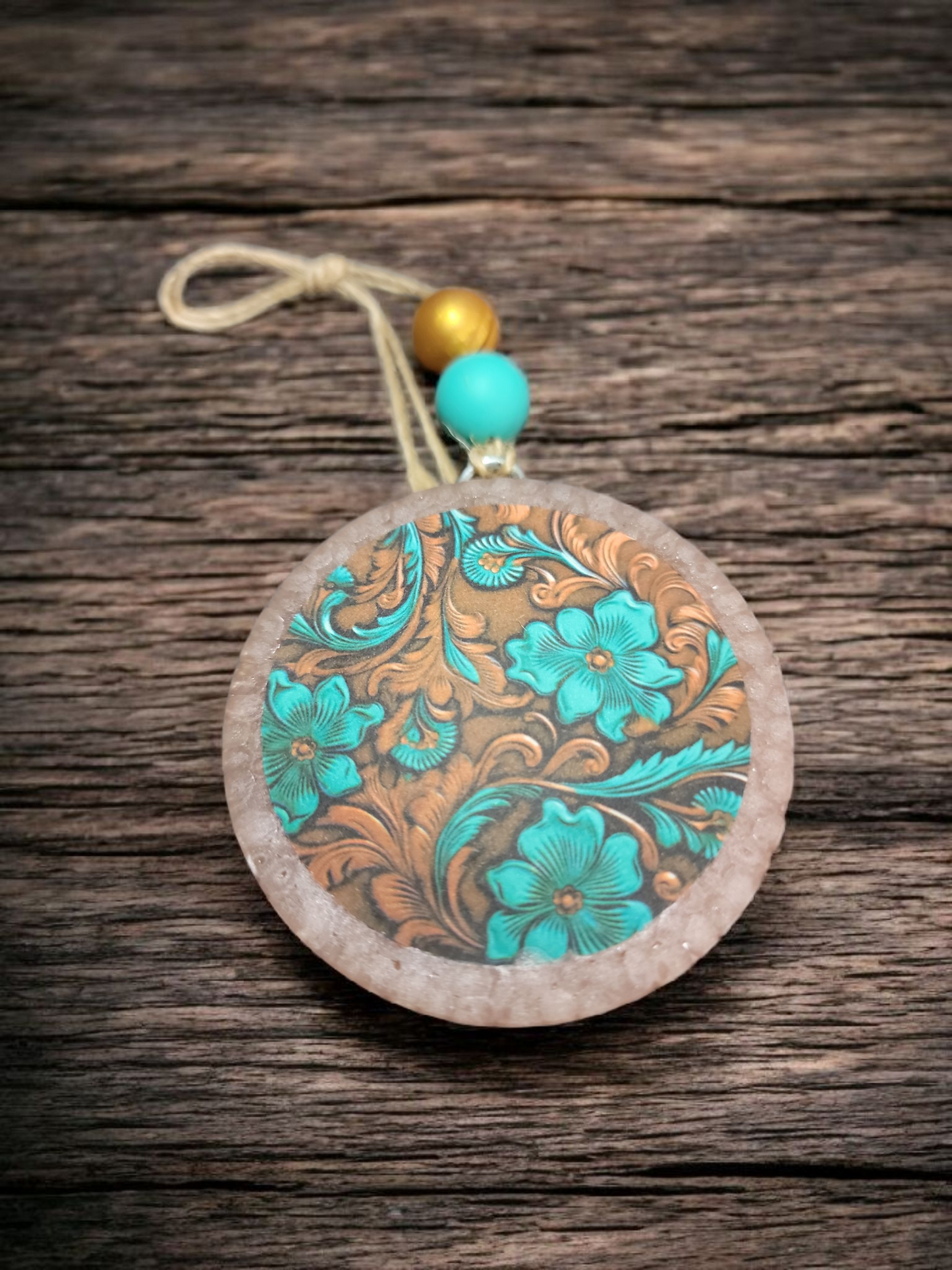 Teal & Gold Car Freshie