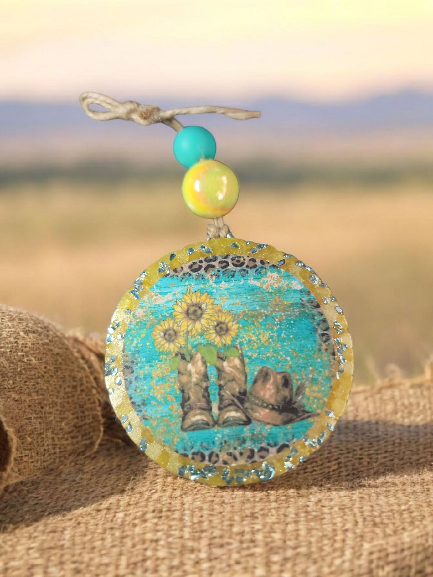 Sunflower Hat & Boots Car Freshie