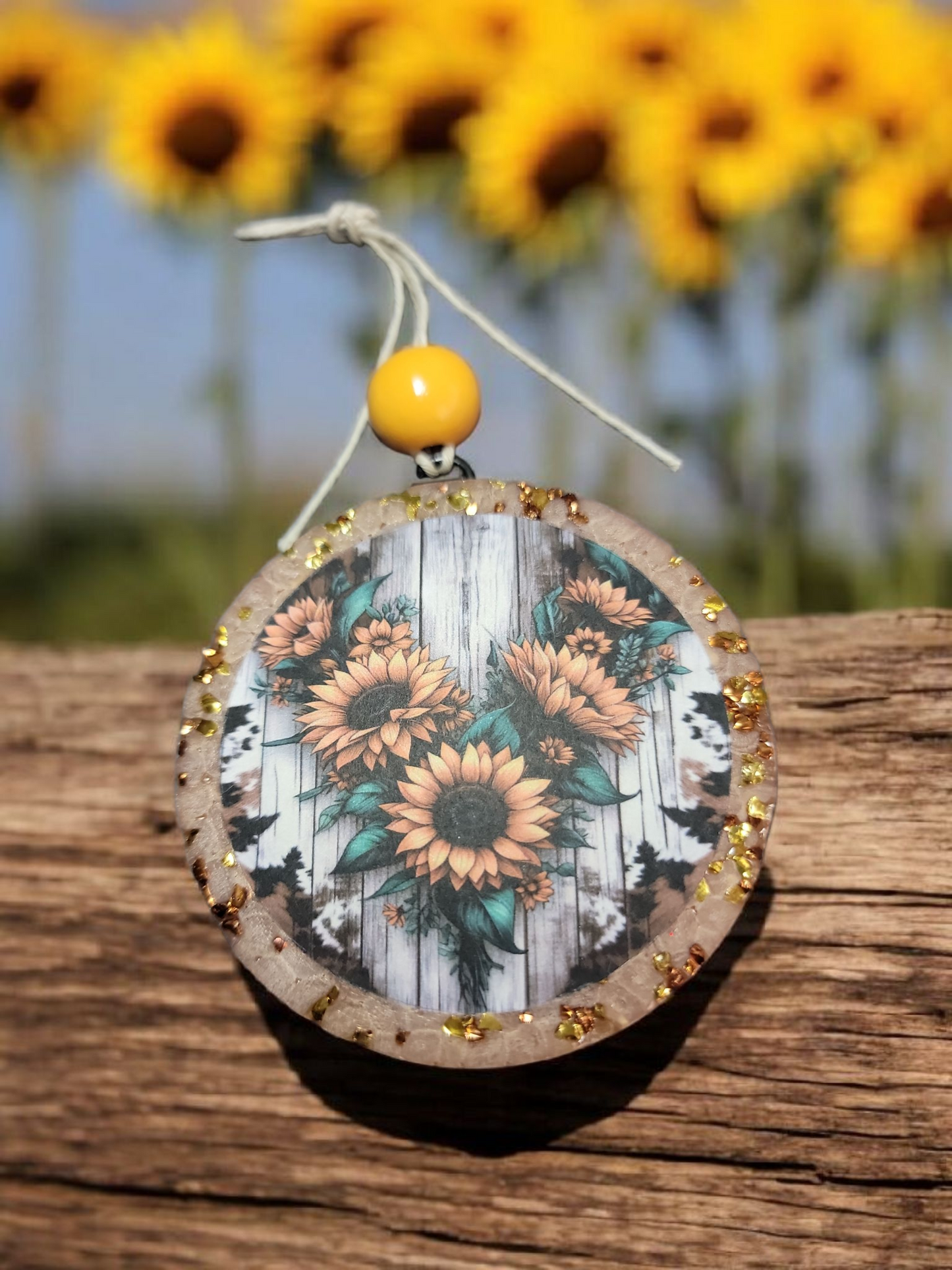 Sunflowers on Beige Car Freshie