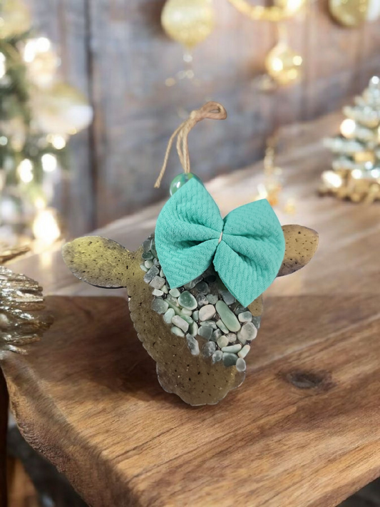 Cow with Teal Bow Car Freshie