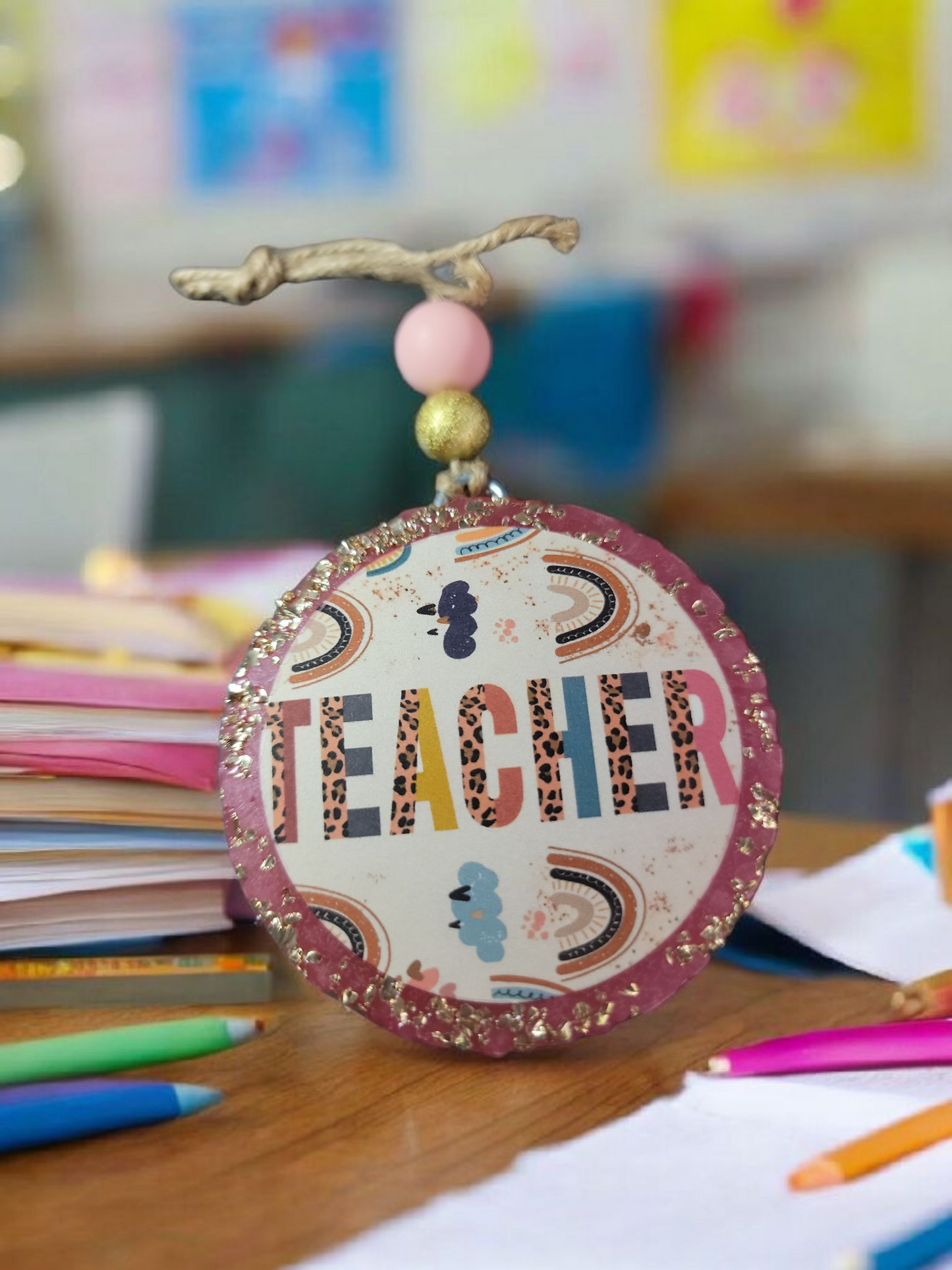 Teacher Pink Rainbow Car Freshie