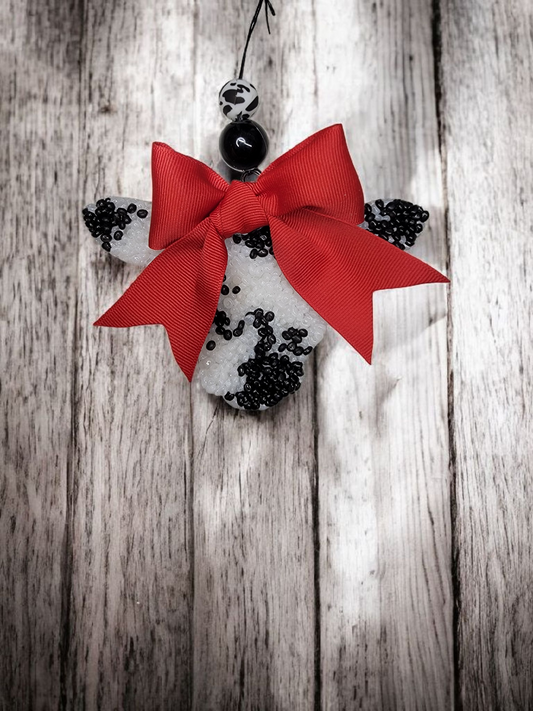 Cow with Red Bow Car Freshie