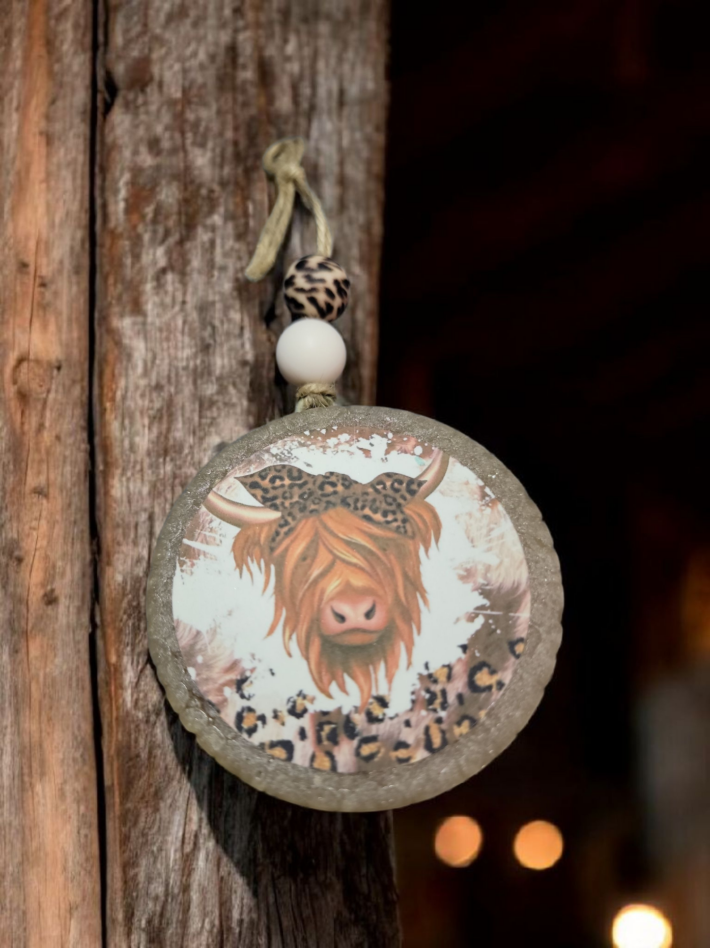 Highland Cow Leopard Car Freshie