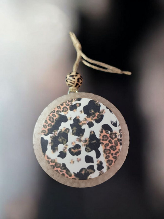 Cowhide & Leopard Round Car Freshie
