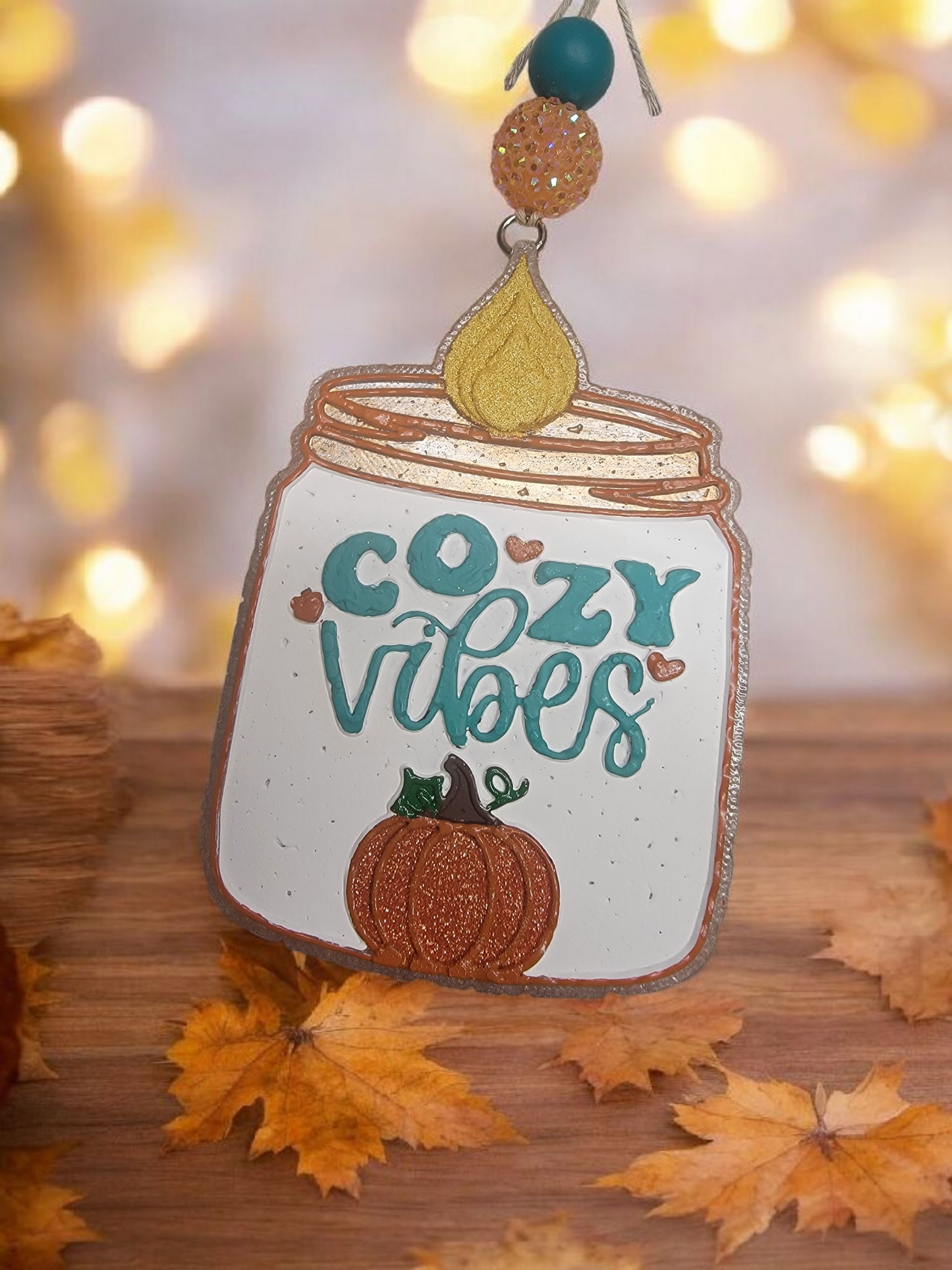 Cozy Vibes Orange & Teal Car Freshie