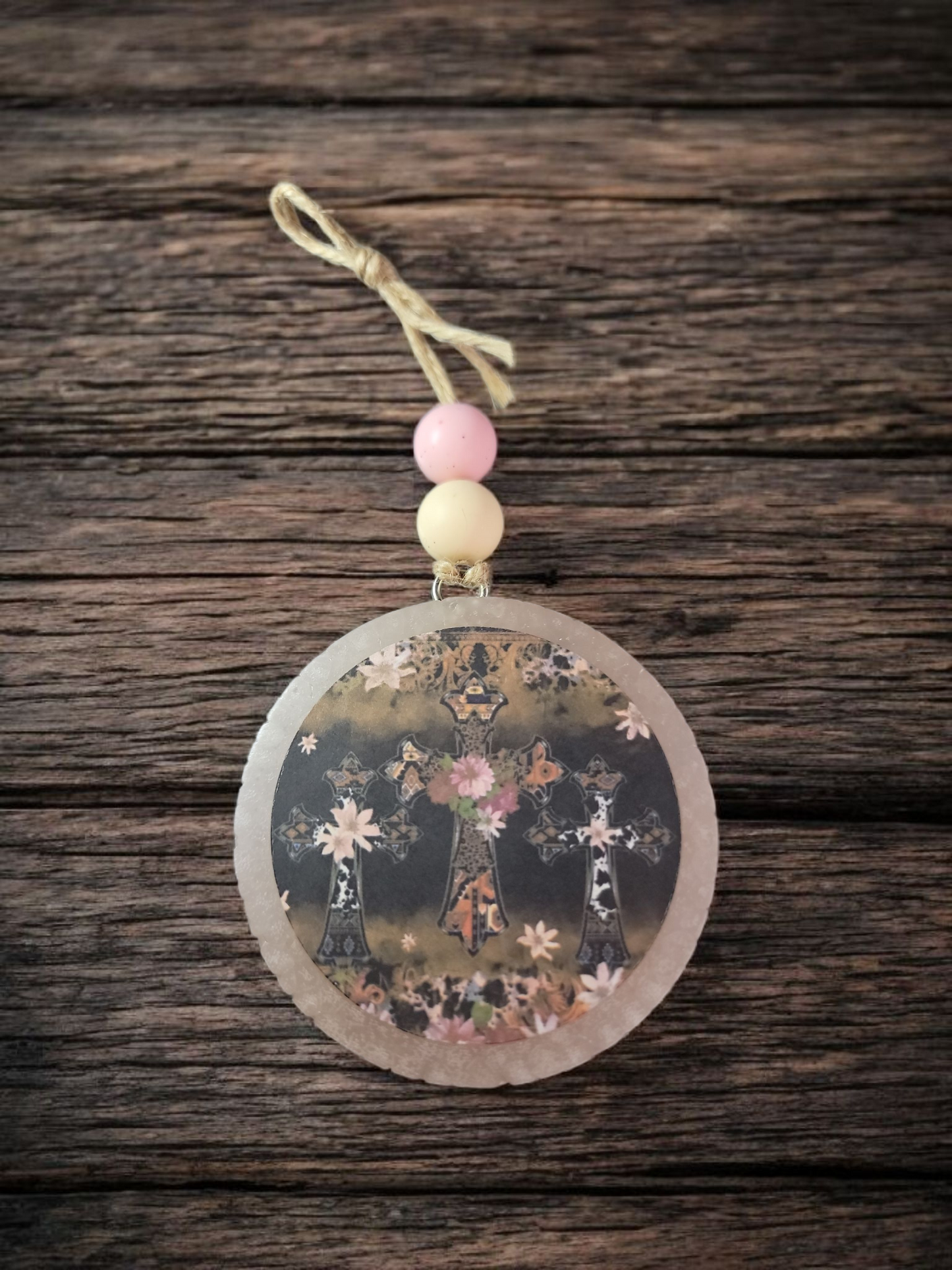 Crosses with Flowers Car Freshie