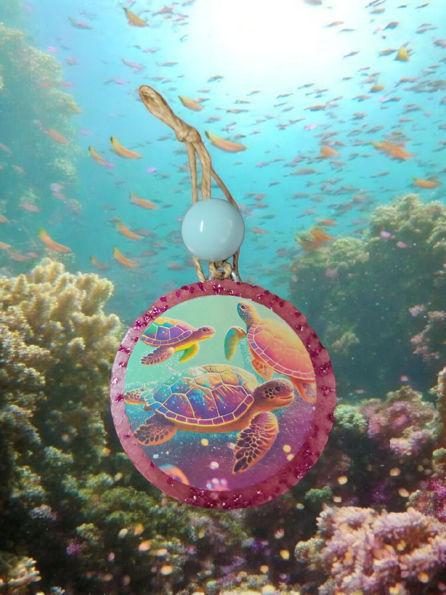 Turtle in the Sea Pink Car Freshie