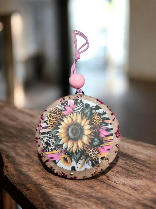 Sunflowers Leopard Pink Car Freshie