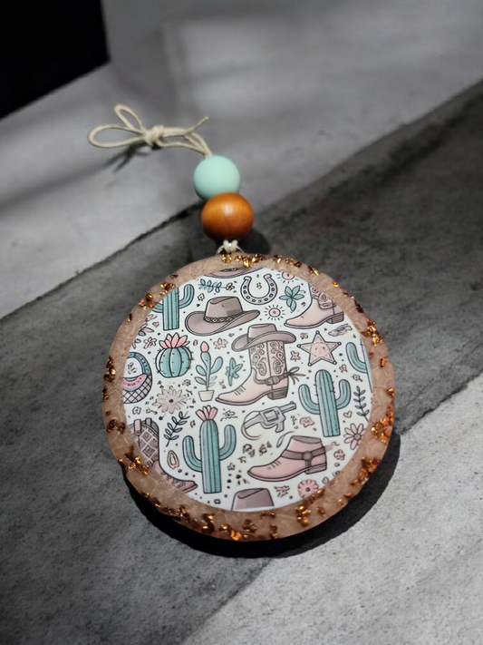 Western Boots Cactus Hat Car Freshie