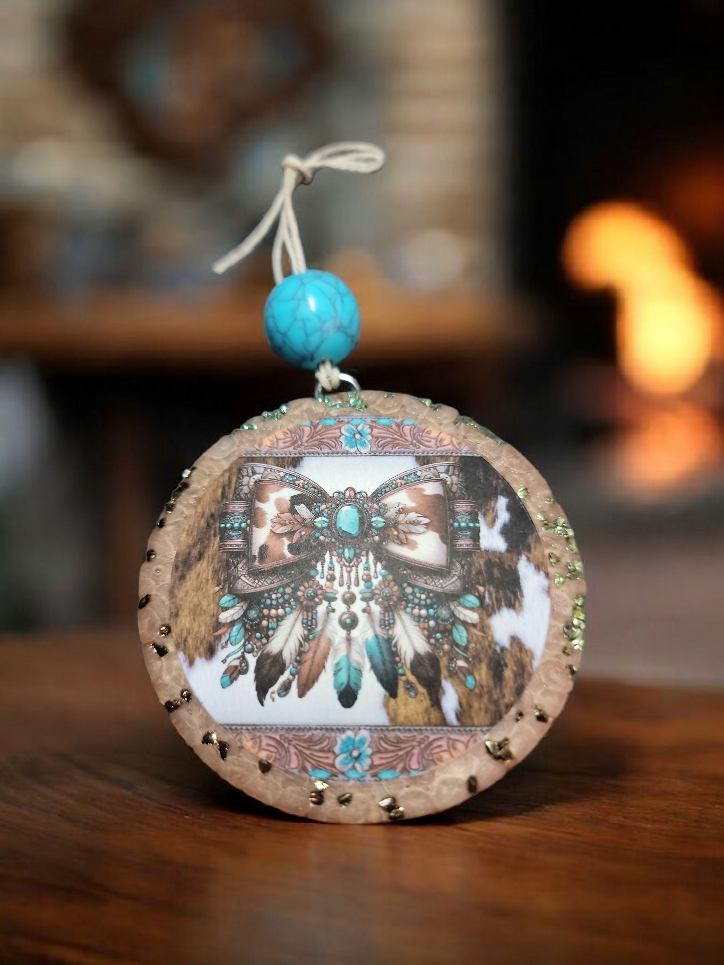 Western Feathers Beige Car Freshie